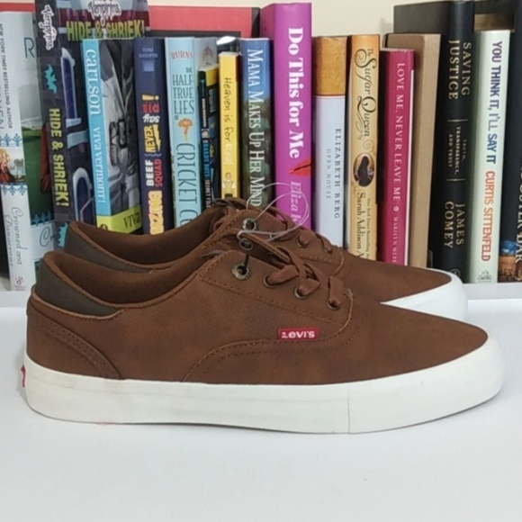 LEVI'S STRAUSS MEN'S LOW-TOP SNEAKERS BROWN WHITE SIZE 8.5 NWT - Picture 3 of 8